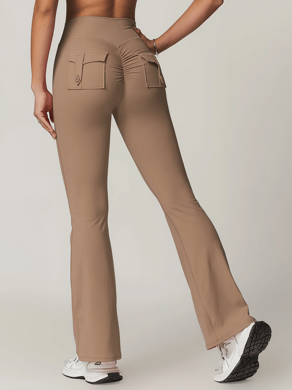 Flare Yoga Pants with Pocket and Scrunch Design - SF2357