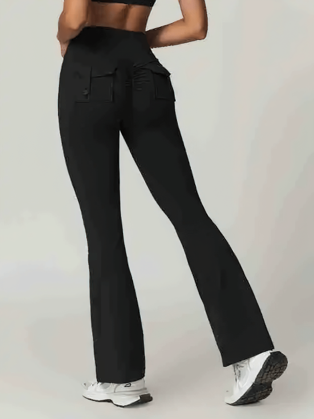 Flare Yoga Pants with Pocket and Scrunch Design - SF2357 Black / XL Flare Yoga Pants with Pocket and Scrunch Design - SF2357 Black / XL