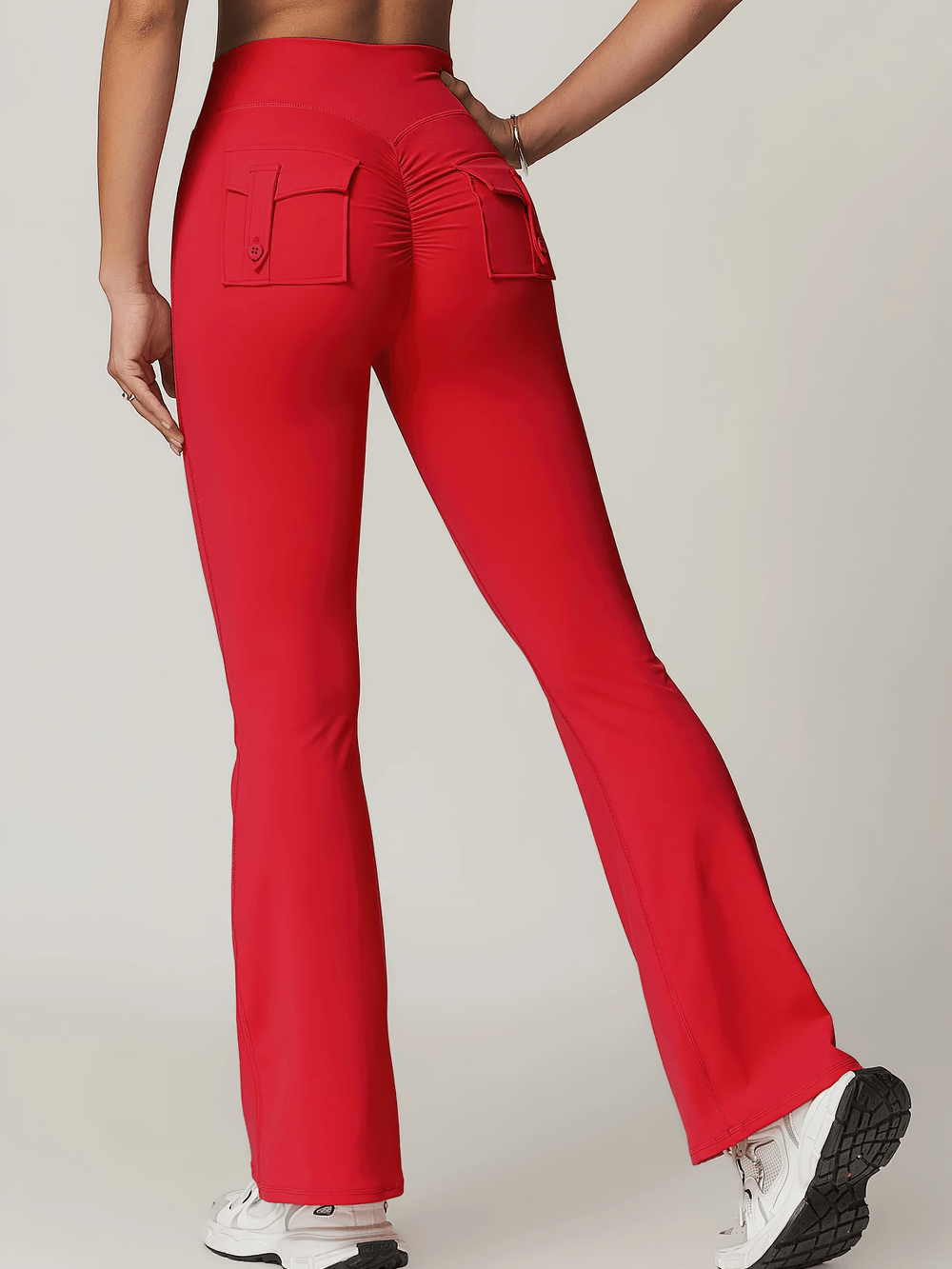 Flare Yoga Pants with Pocket and Scrunch Design - SF2357