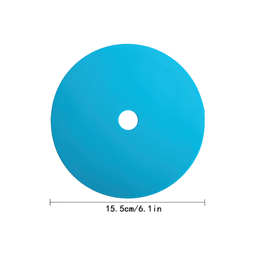 Blue flat soccer training marker disc with central hole, measuring 15.5cm. Ideal for agility drills and field boundaries.
