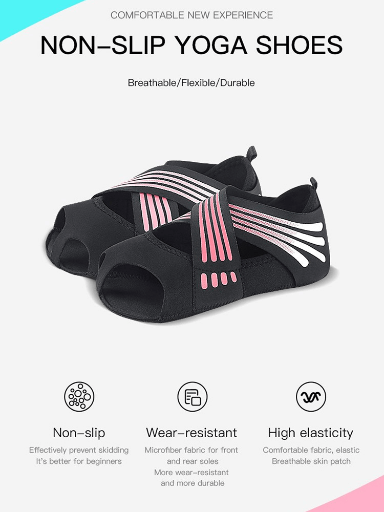Flat soft anti-slip yoga shoe-socks for women, ideal for Pilates, featuring breathable, durable design with high elasticity.