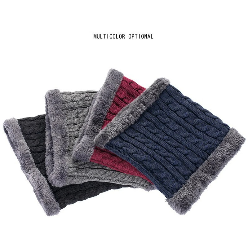 Multicolor fleece neck warmer scarves with cable knit design and fur trim, perfect for wind protection and winter style.