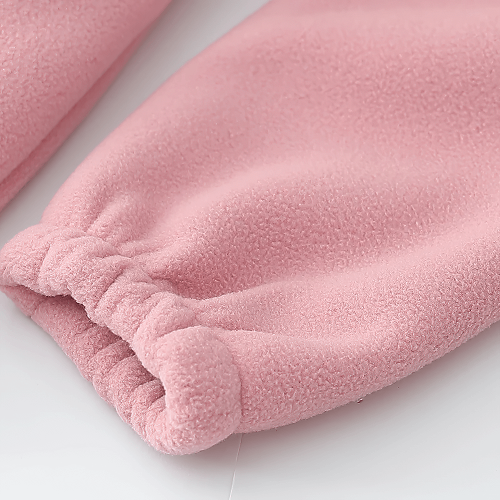 Close-up of pink fleece sleeve on Fleece Female Hooded Jacket with Zipper Closure - SF4105 showing soft texture and warm material.