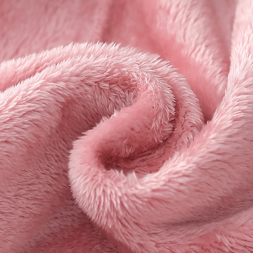 Close-up of soft pink fleece fabric from Fleece Female Hooded Jacket with Zipper Closure - SF4105.