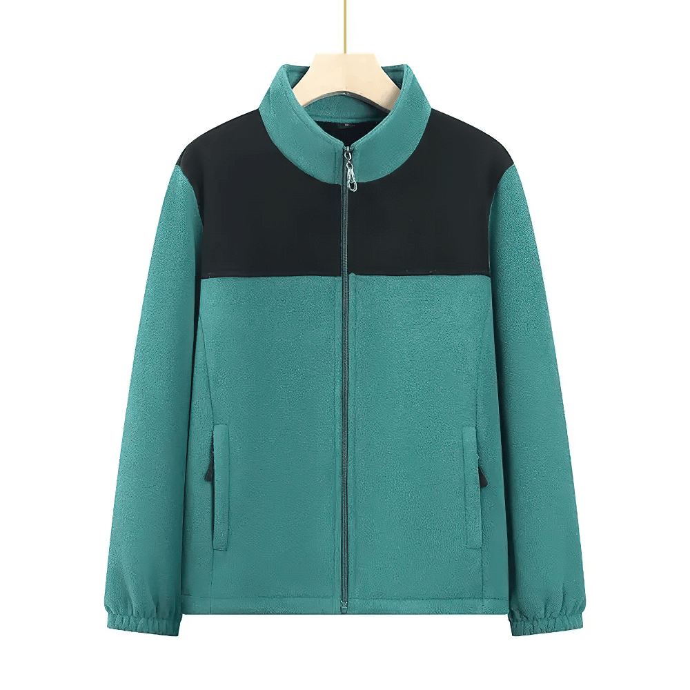 Fleece Female Hooded Jacket with Zipper Closure - SF4105 in teal with black accents, fleece-lined for warmth and style with pockets and zip closure.