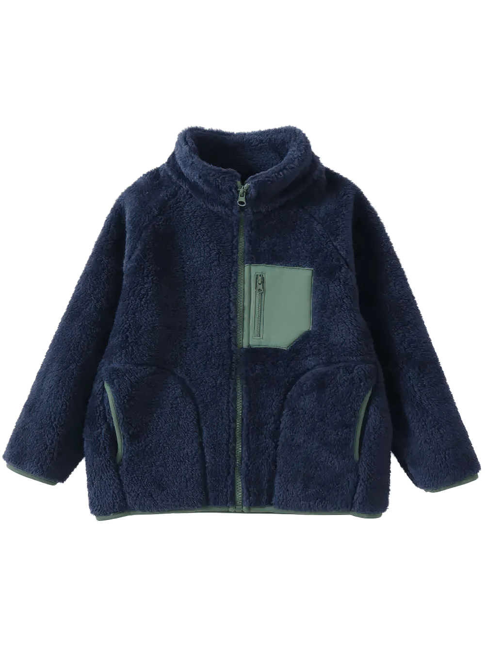 Fleece Jacket with Zip Pocket and Soft Texture - SF3827, cozy winter wear with contrast pocket, ideal for layering on chilly days.