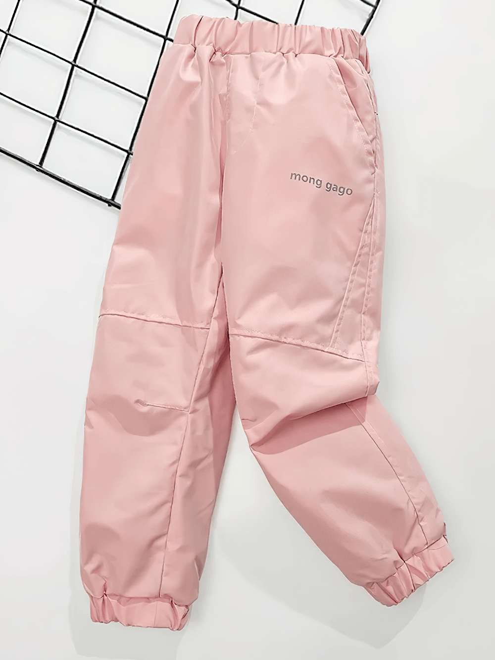 Pink Fleece Lined Waterproof Cotton Down Pants - SF3782, perfect for snowy adventures and winter comfort for kids.