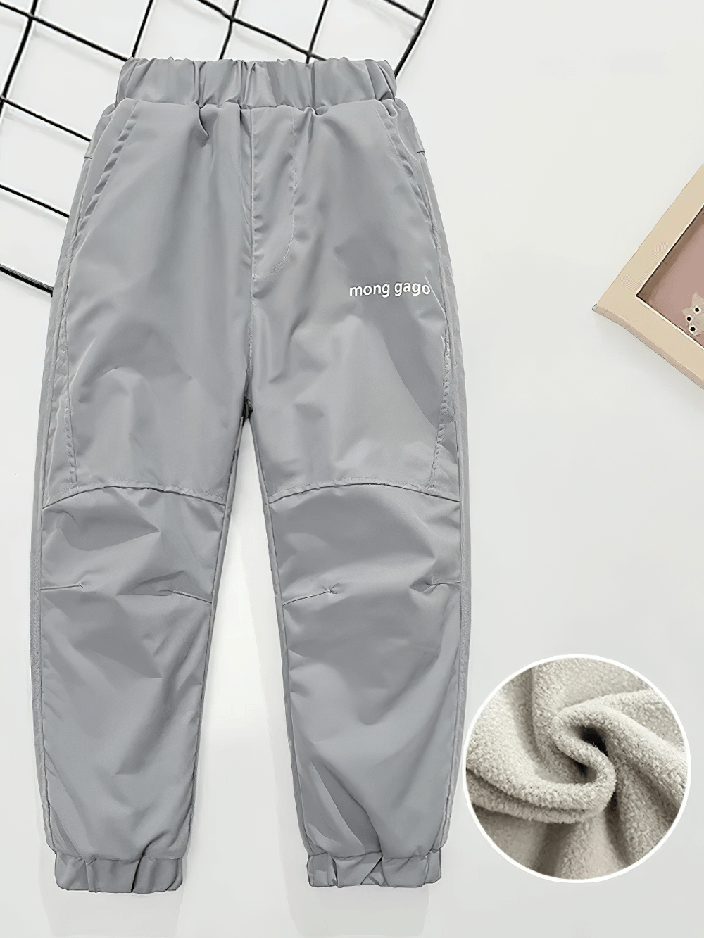 Fleece Lined Waterproof Cotton Down Pants - SF3782 for kids, featuring fleece padding and snowproof design for winter activities.