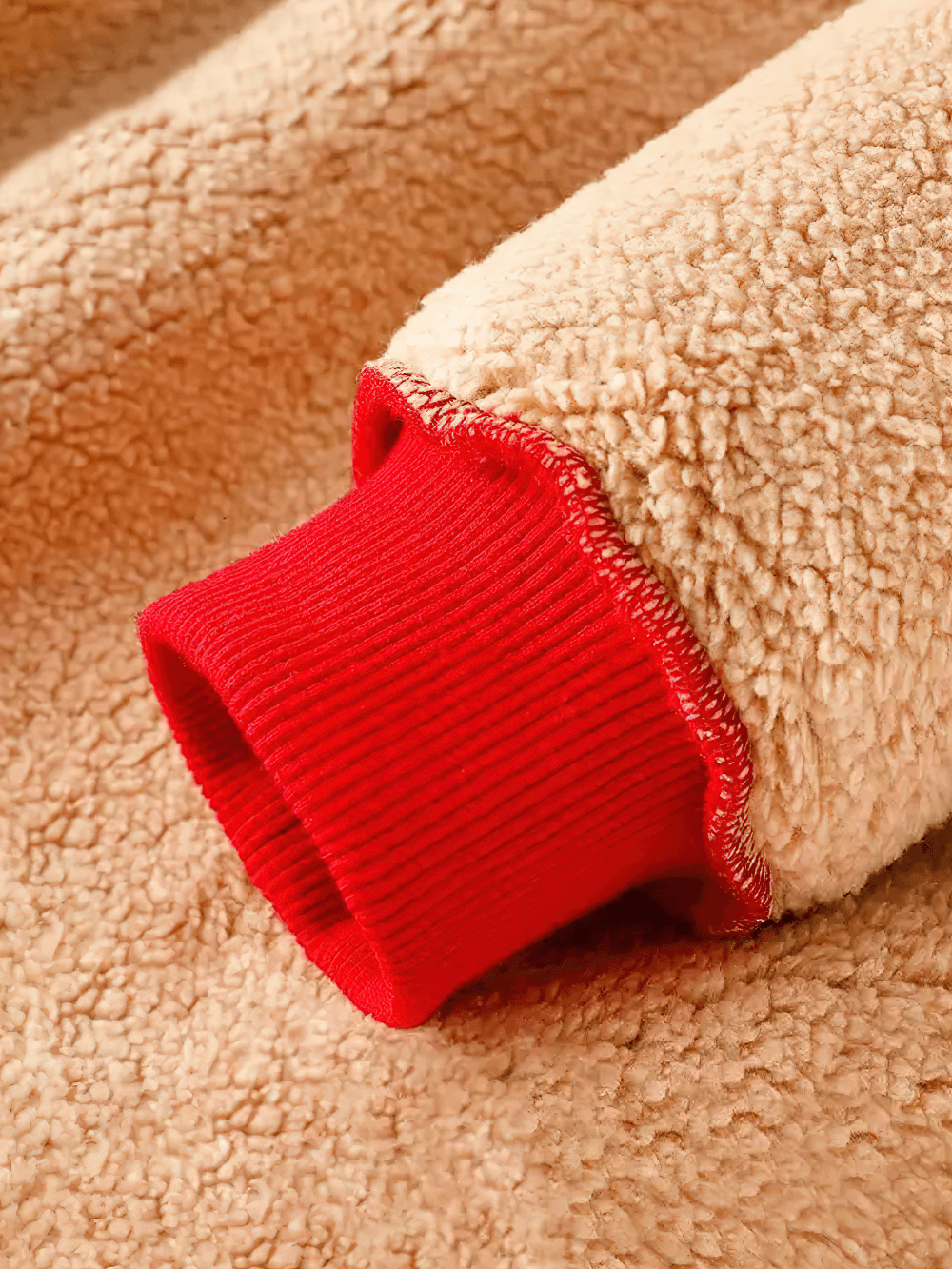 Close-up of sleeve from Fleece Lined Zipper Hoodie with Pockets - SF3667, showcasing plush interior for warmth.