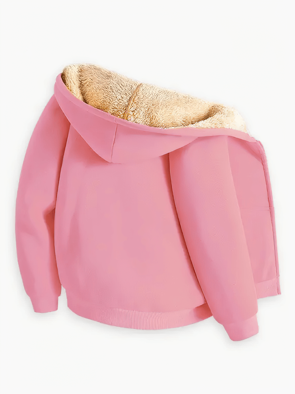 Fleece Lined Zipper Hoodie with Pockets - SF3667 in pink, showcasing cozy interior and functional pockets, perfect for cold weather wear.