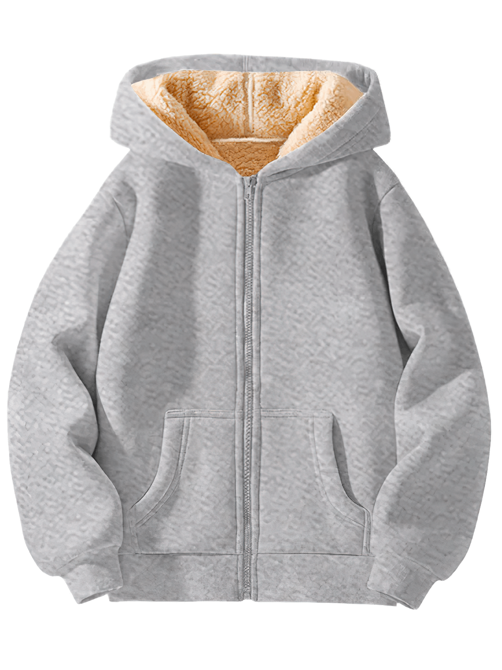 Fleece Lined Zipper Hoodie with Pockets - SF3667 in gray, featuring cozy fleece lining and practical front pockets for warmth and style.