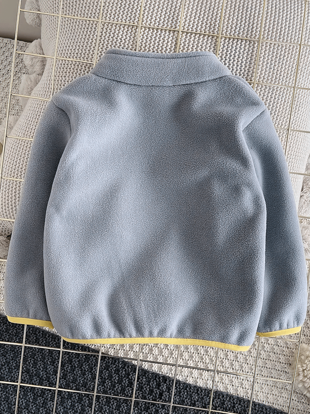 Gray Fleece Zip Jacket with Lion Embroidery Design - SF3541 for Kids