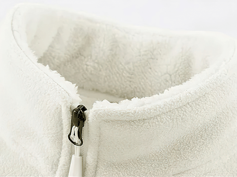 Close-up of Fleece Zip-Up Jacket with Pockets for Men, SF1934, showcasing high-quality cotton fabric and sleek zipper.