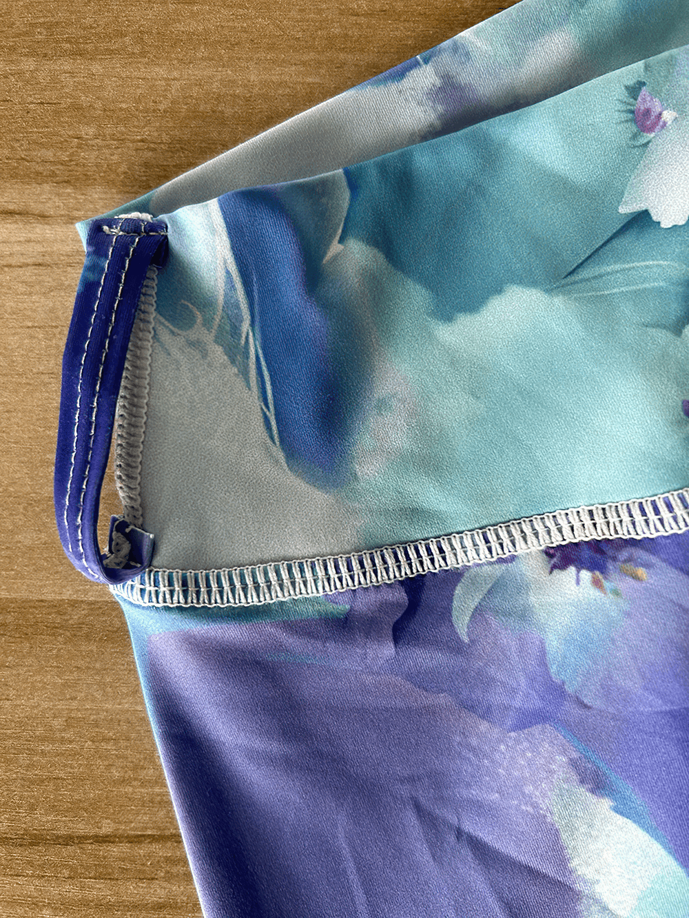 Close-up of Floral Print Girls Yoga Leggings with High Waist - SF3819 showing breathable spandex material and colorful design.