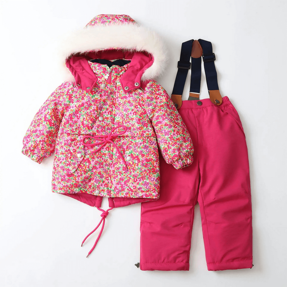 Floral Printed Waterproof Hooded Snowboard Jacket - SF3715 for girls with matching ski pants, colorful winter sportswear