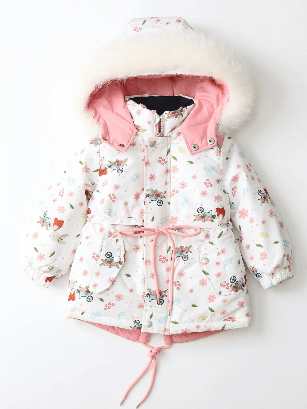 Floral Printed Waterproof Hooded Snowboard Jacket - SF3715 in a stylish floral print design, perfect for girls' winter sports and skiing.