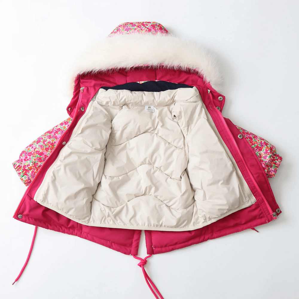 Floral Printed Waterproof Hooded Snowboard Jacket - SF3715 with cozy hood and warm insulation for girls' winter sports.