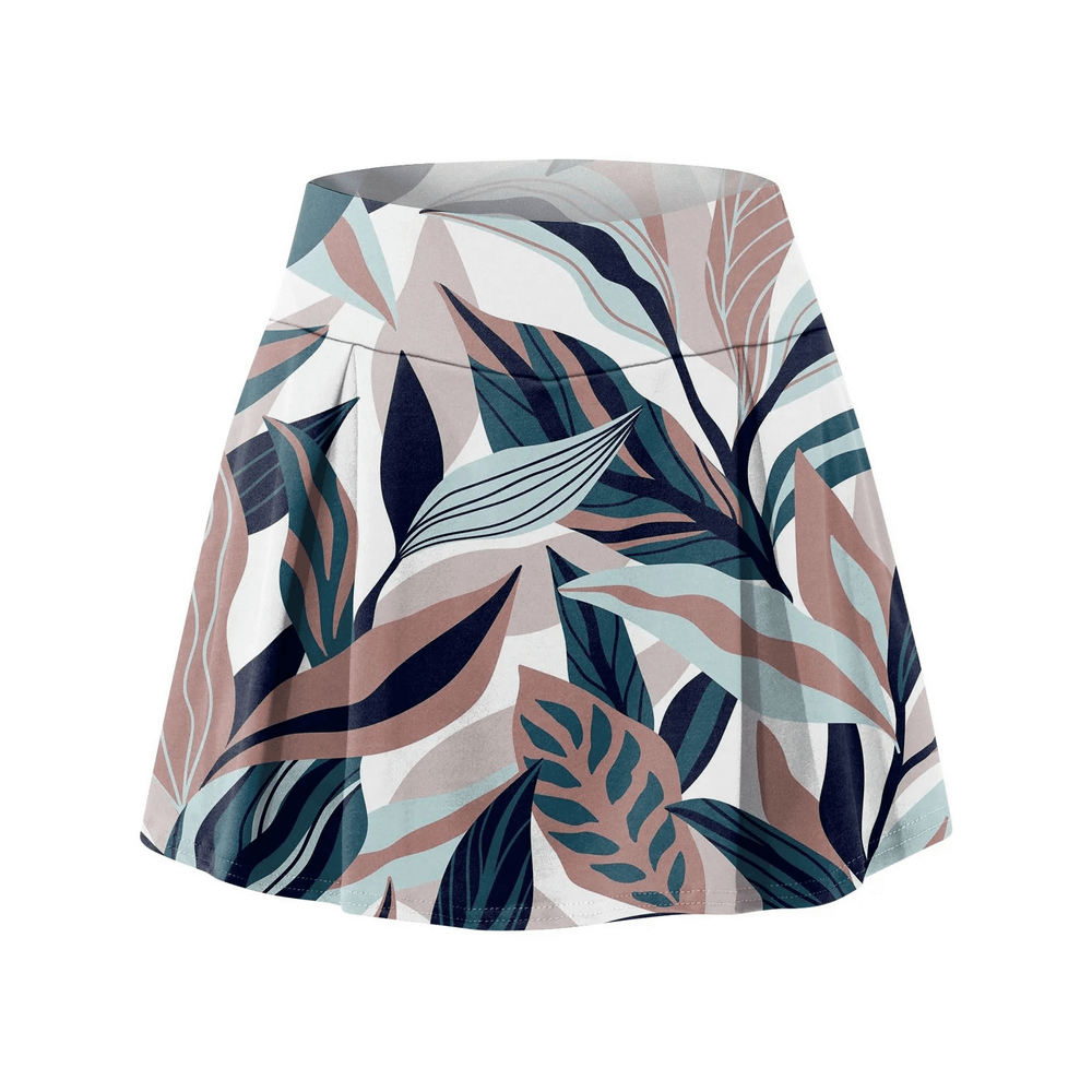 Alt Tag: Floral Tennis Skort with Inner Shorts for Women - SF4394 floral print pleated wrap skort for tennis golf running yoga