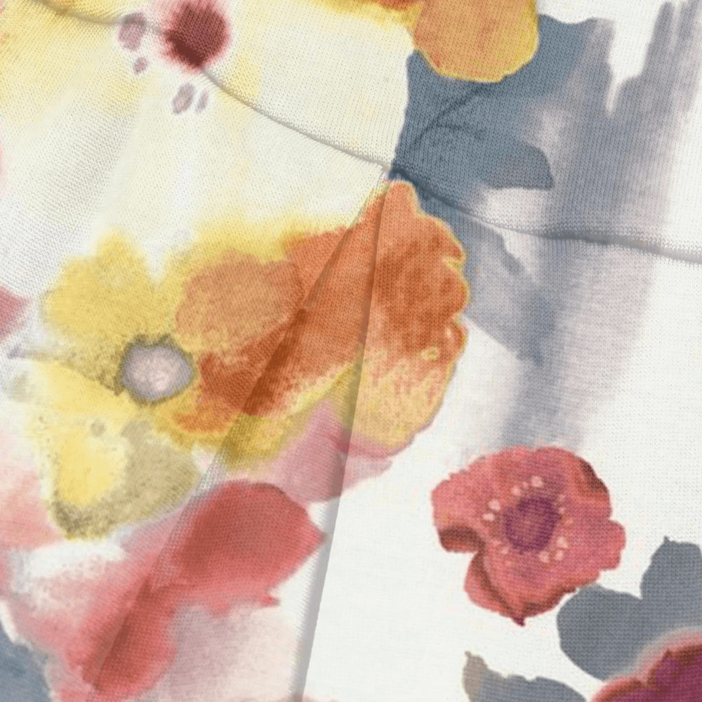 Alt Tag: Floral Tennis Skort with Inner Shorts for Women - SF4394 floral print close-up, pleated wrap-style athletic golf skirt fabric detail