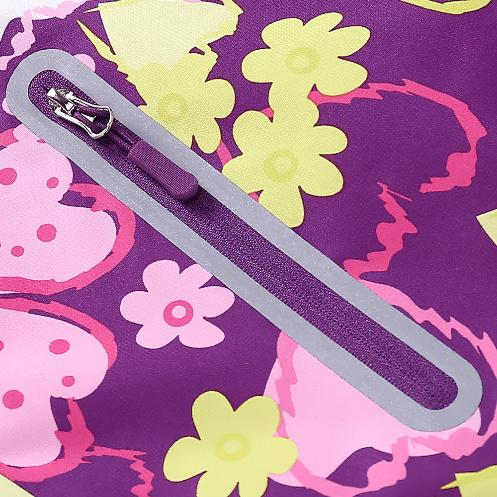 Close-up of Flower Printed Windbreaker Jacket with Polar Fleece - SF3588 showing vibrant flower design and zipper detail.