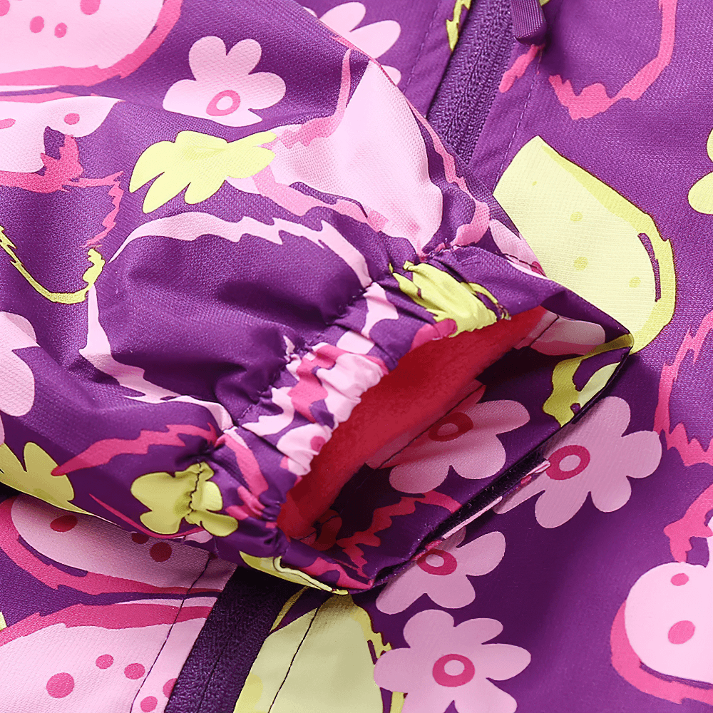 Close-up of Flower Printed Windbreaker Jacket with Polar Fleece - SF3588 showcasing vibrant floral design and warm fleece lining
