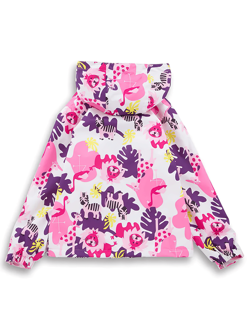 Colorful kids Flower Printed Windbreaker Jacket with Polar Fleece - SF3588 showing vibrant floral design and hood.