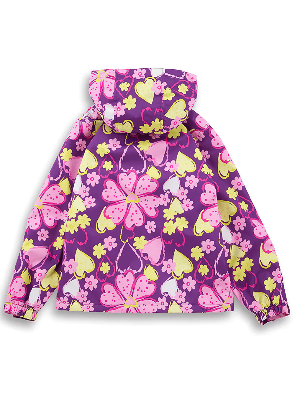 Flower Printed Windbreaker Jacket with Polar Fleece - SF3588, kids' spring jacket with vibrant flower design and cozy fleece lining.