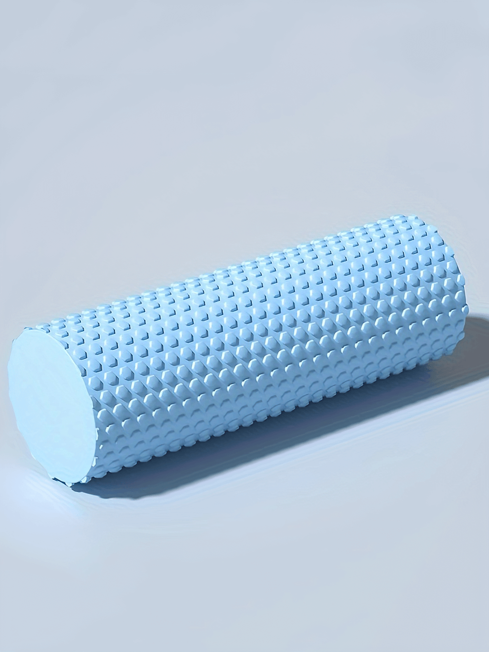 Blue textured foam roller for deep tissue massage and muscle recovery therapy, perfect for post-workout relief and flexibility enhancement.