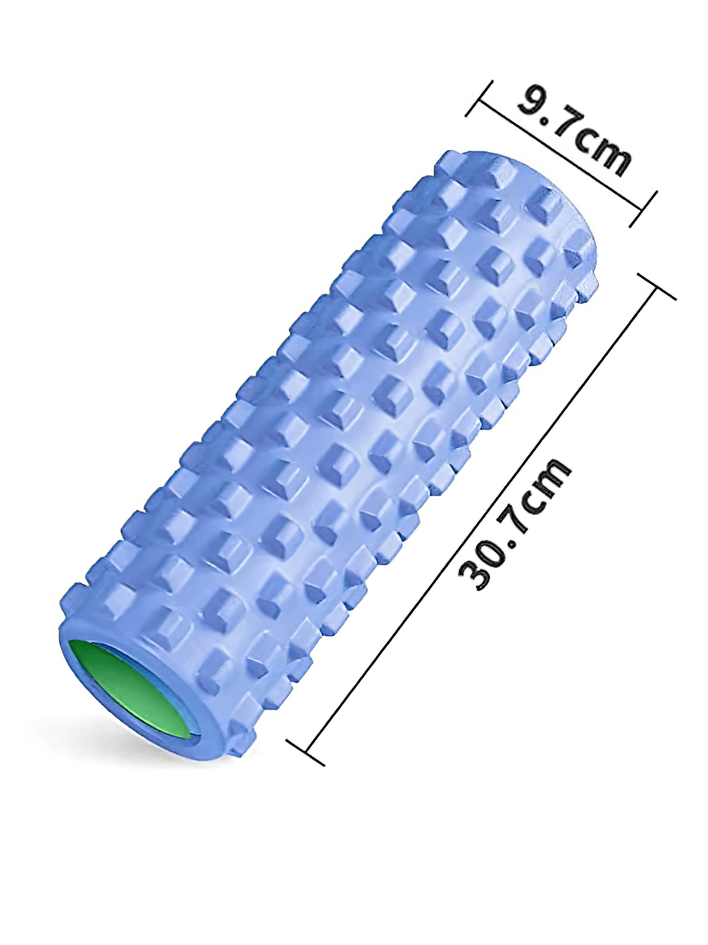 Blue wolf-teeth foam roller yoga stick for deep tissue massage, 9.7cm x 30.7cm, perfect for Pilates and fitness recovery.