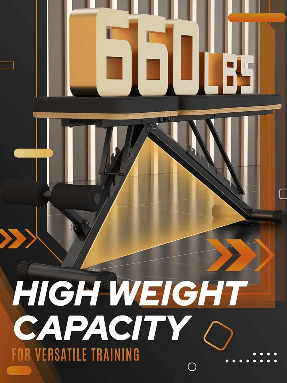 Foldable Adjustable Weight Bench Press for Home Gym - SF3441 with 660 lbs capacity for versatile strength training.