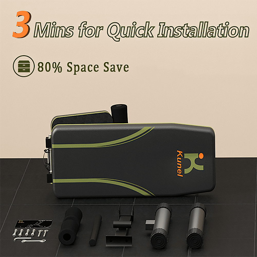 Foldable Weight Bench for Full-Body Workout - SF3443 with tools, saves 80% space, quick 3-minute installation in home gym.