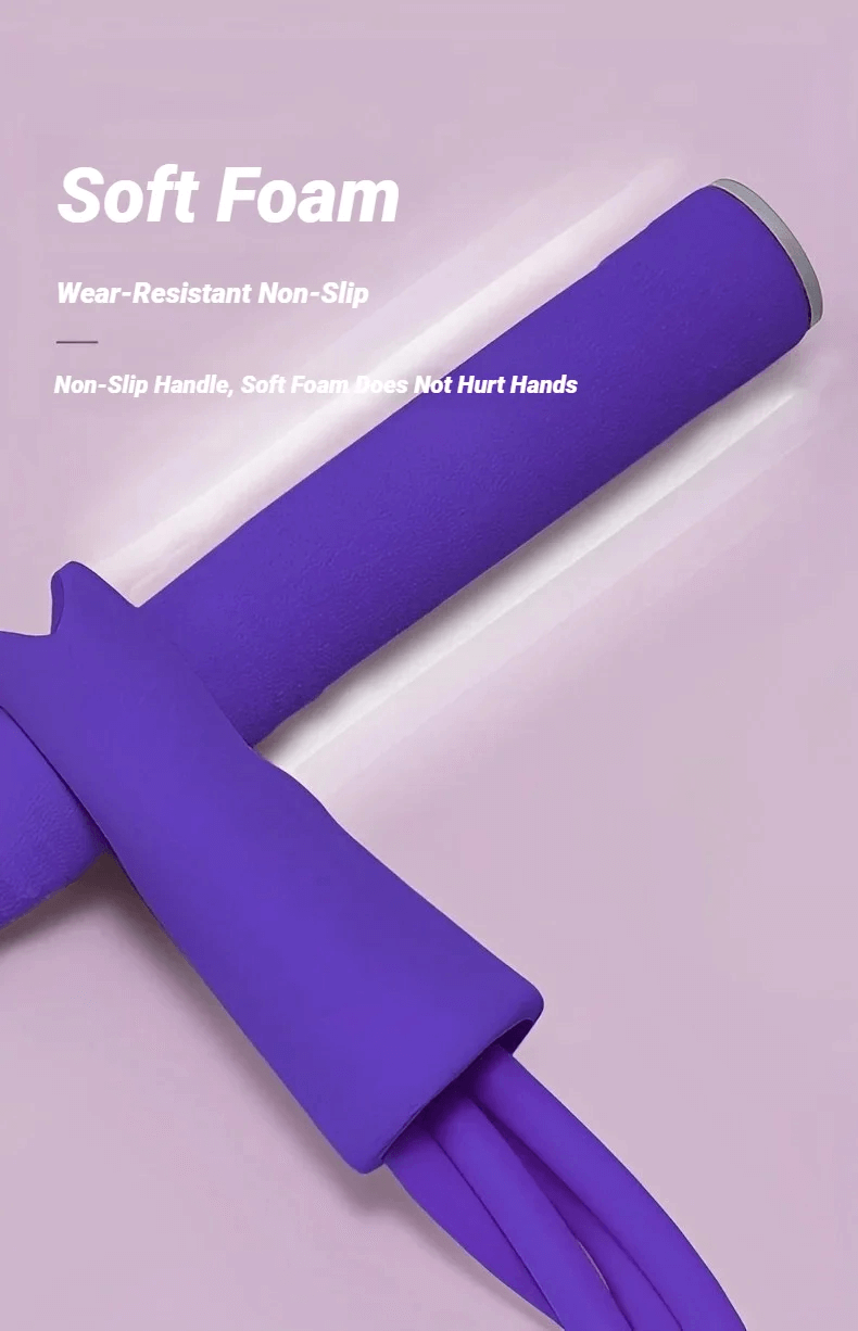 Soft foam handle of the Four-Tube Pedal Resistance Band for comfortable, non-slip grip in home workouts. Wear-resistant, protects hands.