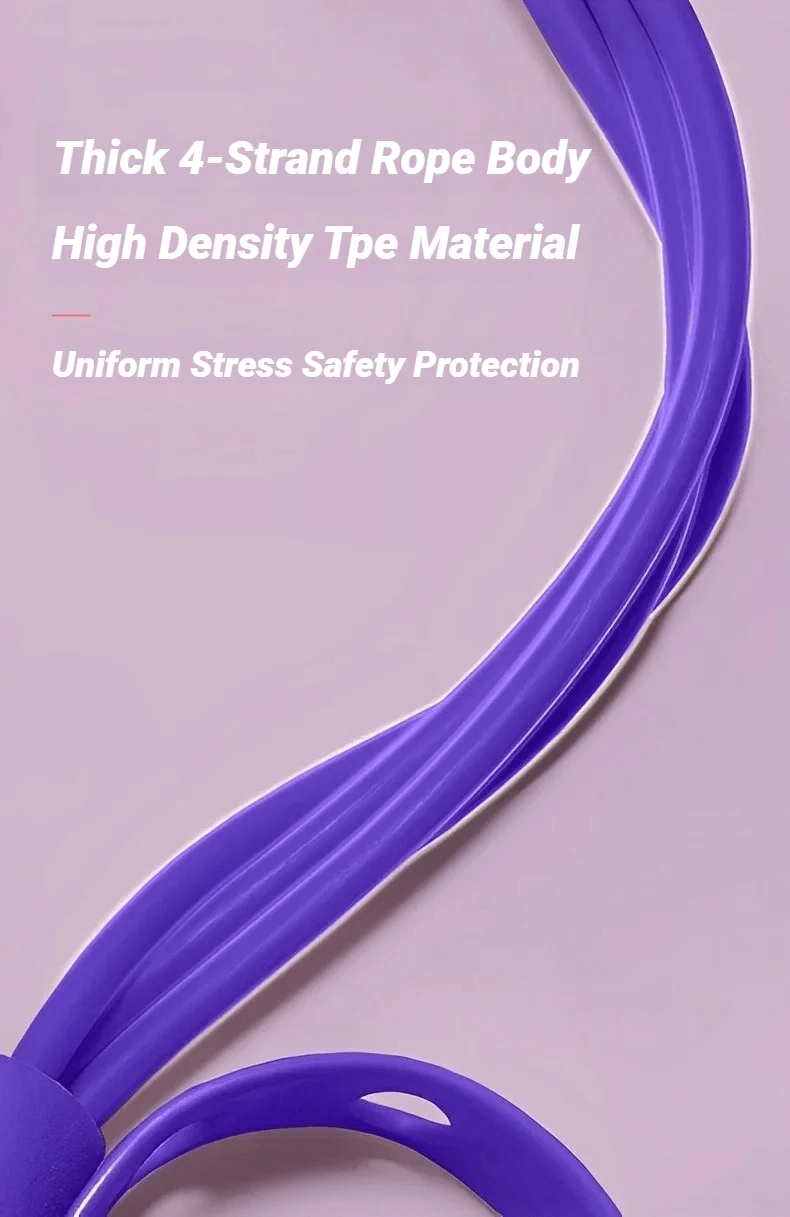 Purple four-strand pedal resistance band made of high-density TPE material, perfect for ab and arm workouts with uniform stress protection.