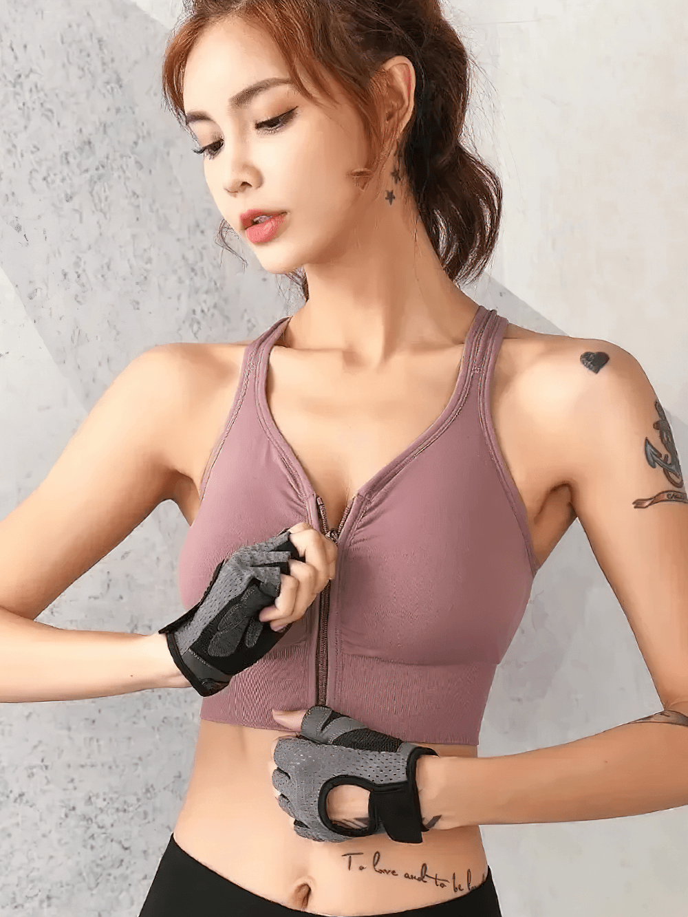 Front Zip Crossback Sports Bra with Push Up Pads - SF4004, high support active bra in action