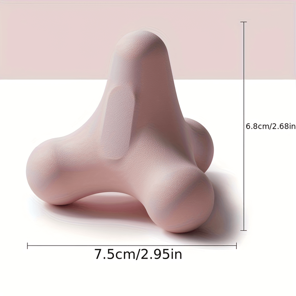 Ergonomic full-body handheld massage tool SF2838, textured for deep tissue relief, shown in pink with dimensions of 7.5cm and 6.8cm.