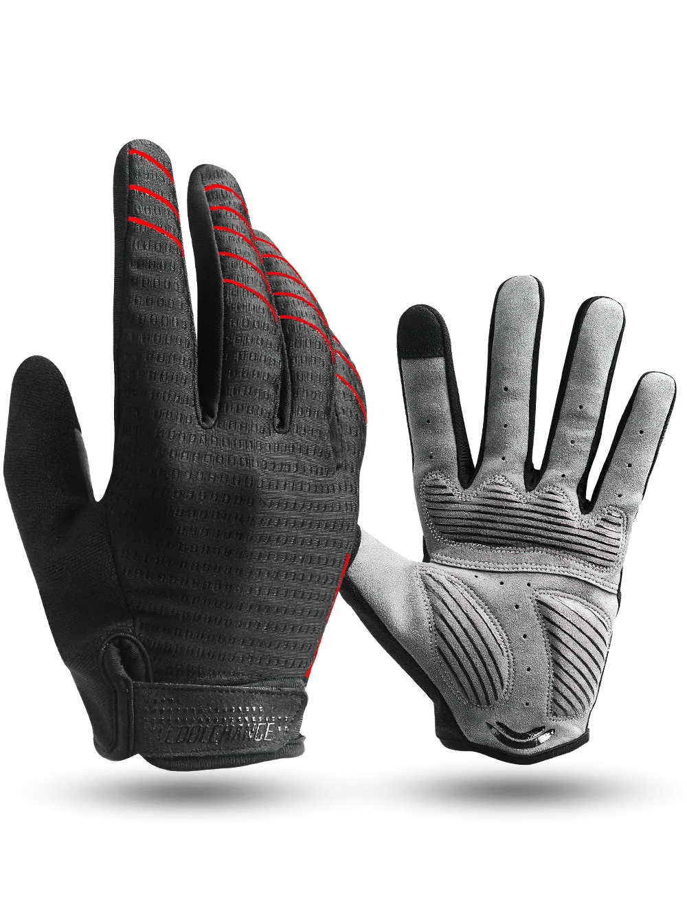 Full finger cycling gloves with shock absorption, breathable design, and superior grip for mountain biking and outdoor sports.