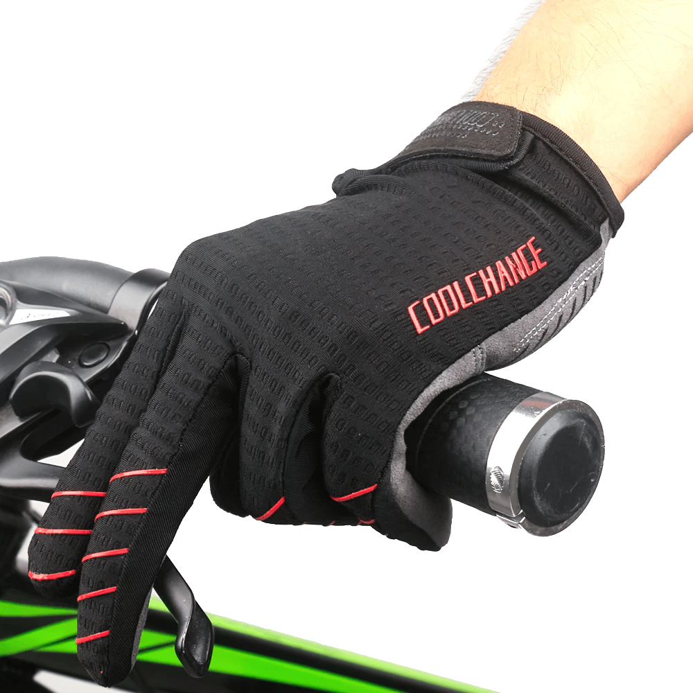 Full finger cycling gloves with anti-slip grip, breathable material, and gel padding for a superior biking experience.