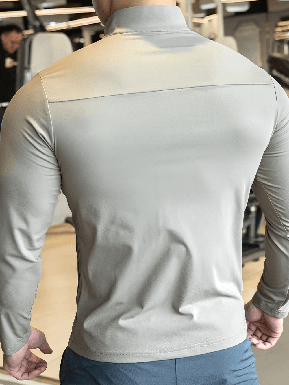 Full Zip Training Jacket with Chest Pocket - SF4607 lightweight athletic top showcased from the back.