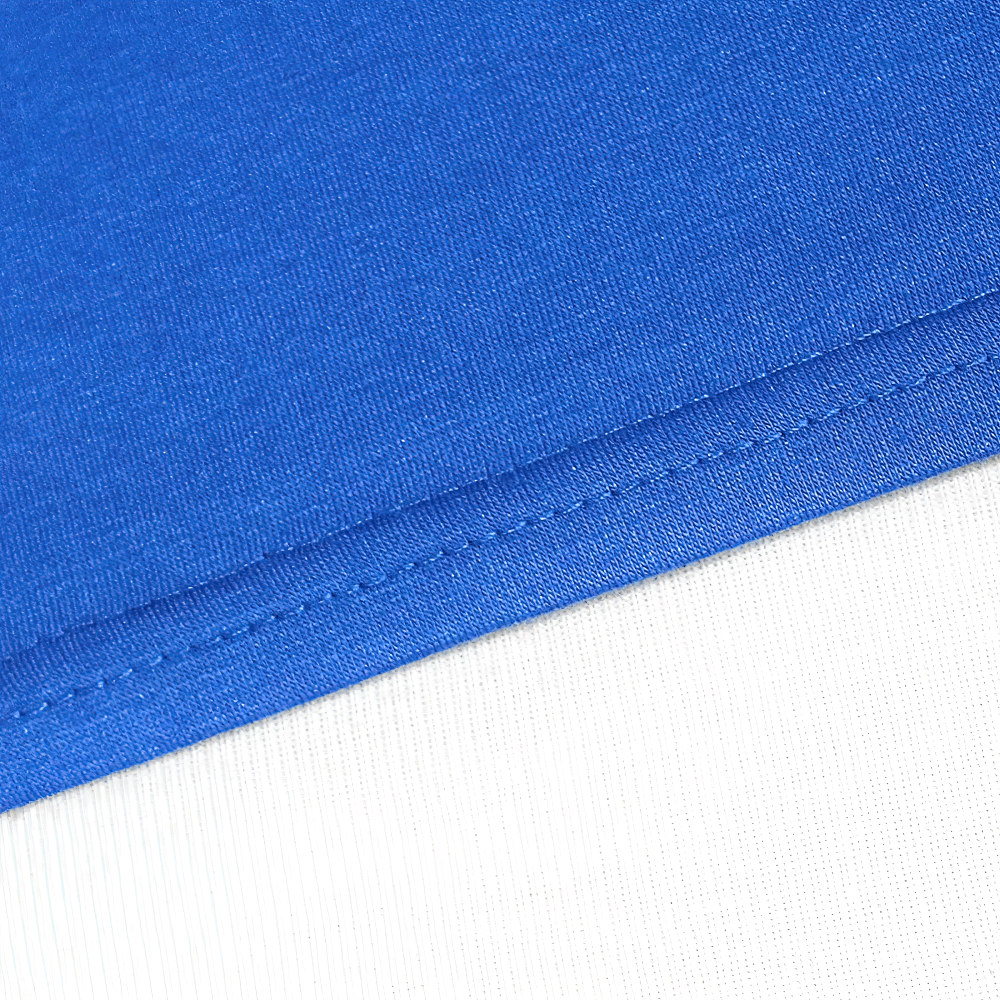 Close-up of Fun Sun and Umbrella Print T-Shirt in Bright Colors - SF3747 showing vibrant blue fabric detail.