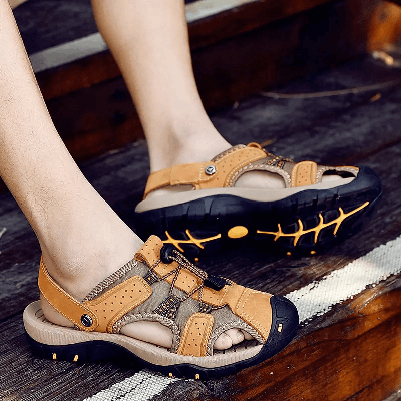 Sandales souples pour hommes en cuir véritable avec boucle amovible - SPF1378 