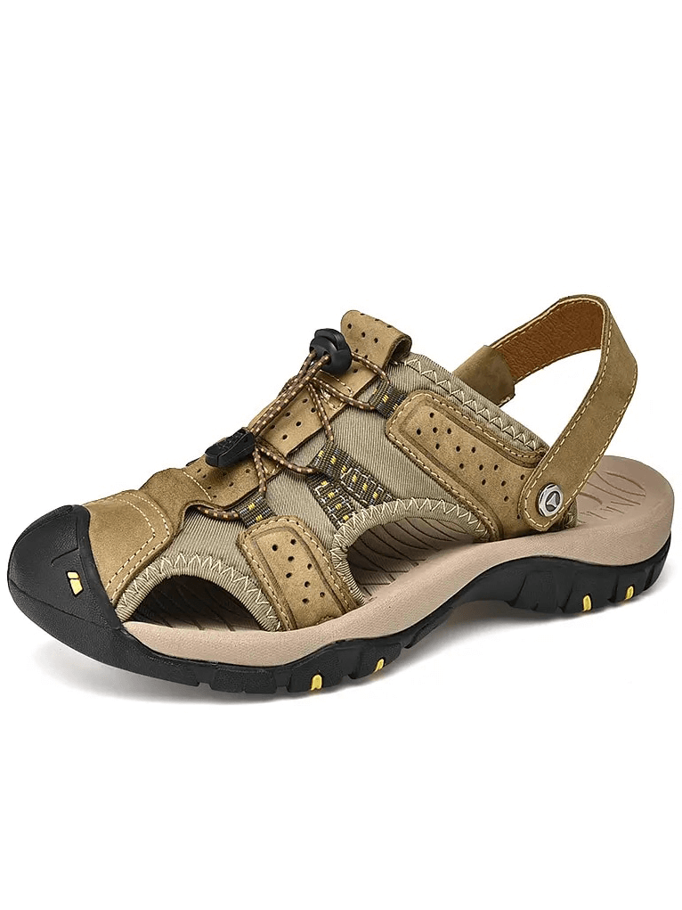 Genuine leather men's sandals with removable buckle, SF1378. Premium cow leather, rubber sole for traction, and personalized fit.