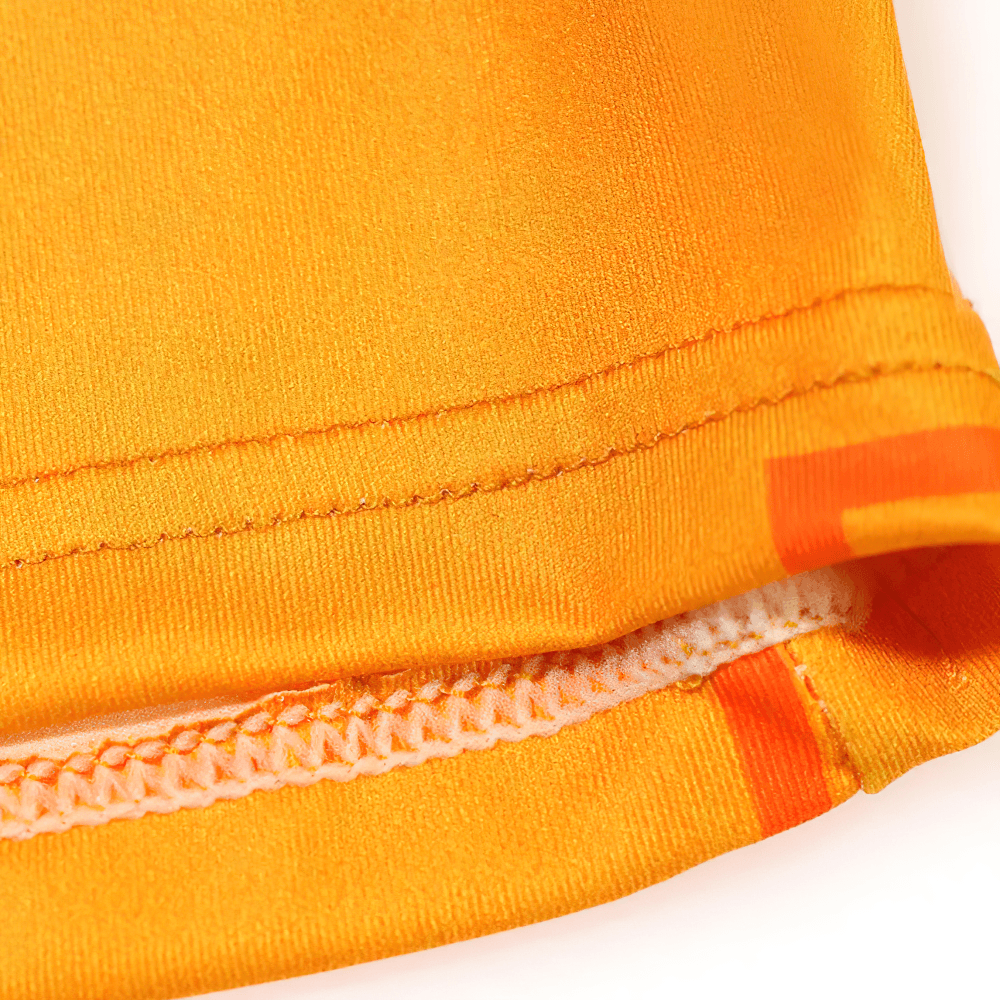 Geometric Long Leg Men's Underwear Boxer Shorts - SF4750 close-up showing vibrant orange fabric detail.
