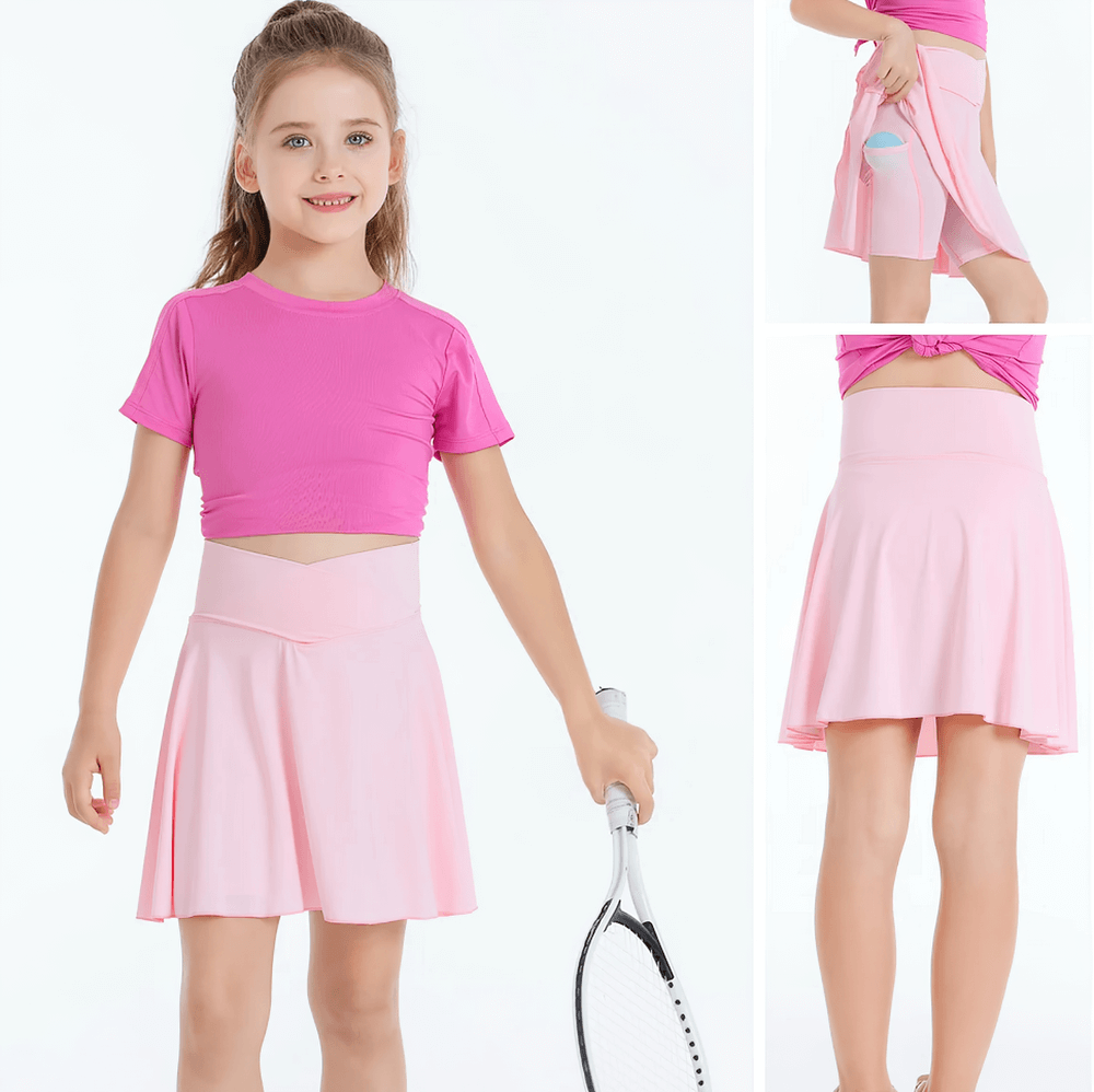 Girls Active Skirted Shorts with Side Pocket - SF3897