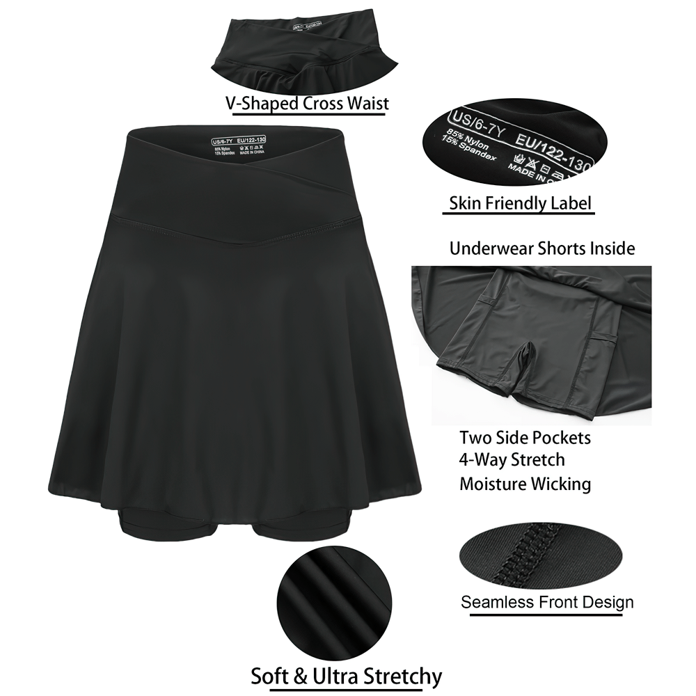 Girls Active Skirted Shorts with Side Pocket - SF3897