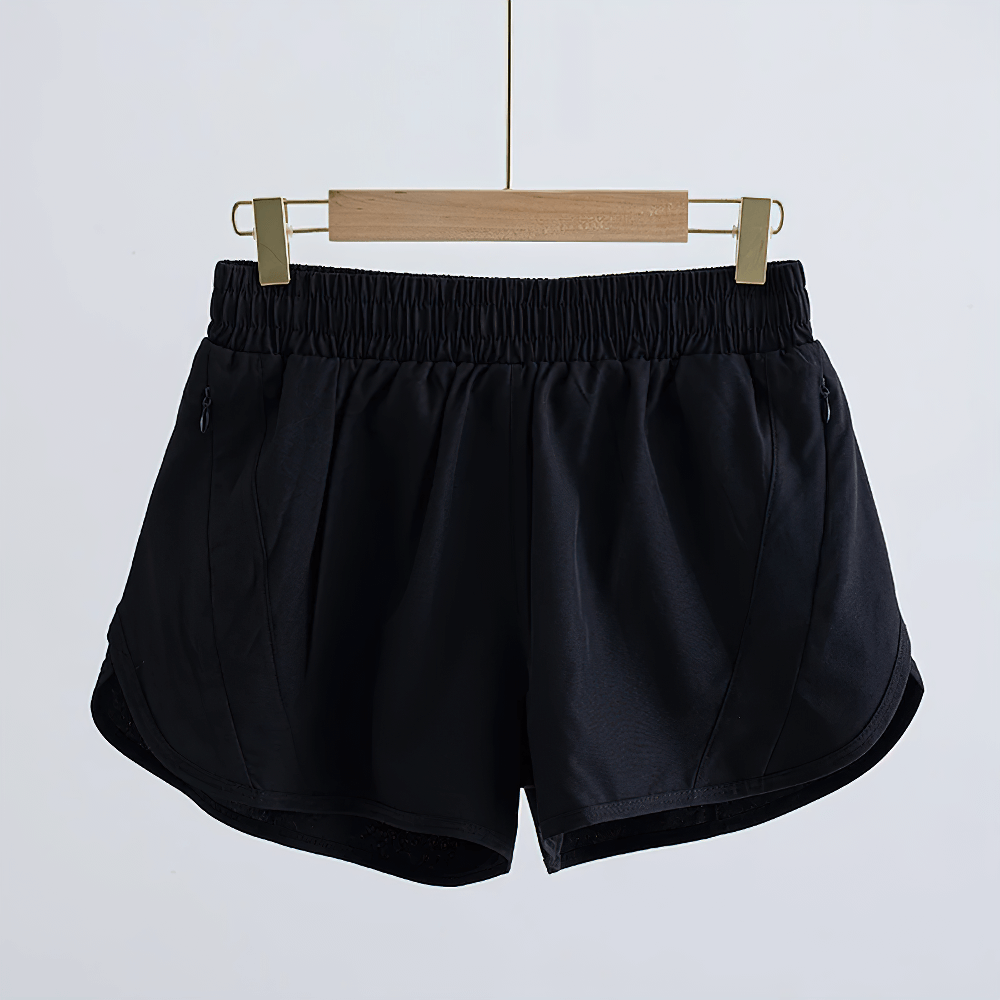 Girls Athletic Running Shorts with Drawstring Fit - SF3769, black lightweight sport shorts, ideal for training and outdoor play.