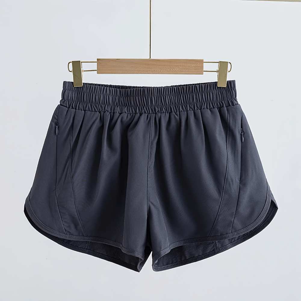 Girls Athletic Running Shorts with Drawstring Fit - SF3769 in gray, lightweight sport shorts for training and play with practical pockets.