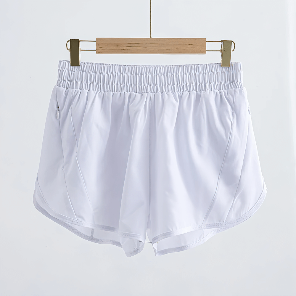 Girls Athletic Running Shorts with Drawstring Fit - SF3769 in white on hanger