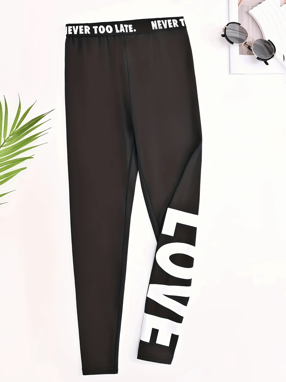 Girls Black Leggings and Stretch Waistband - SF3677 with 