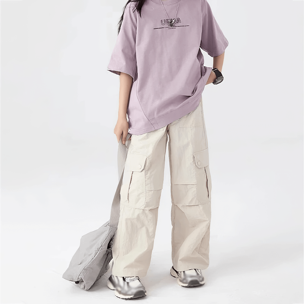 Girls Cargo Pants with Pockets and Elastic Waist - SF3672 in light material and relaxed fit for outdoor fun and active days.