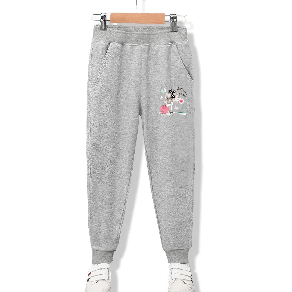 Girls Cartoon Print Sweatpants with Elastic Waistband - SF3694